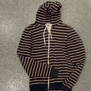 Striped Navy and Orange Men's hoody/hooded sweatshirt. Medium. $28.99